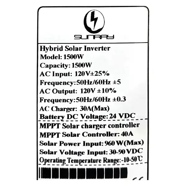Inversor Cargador Sunray Con Controlador Mppt 40 A