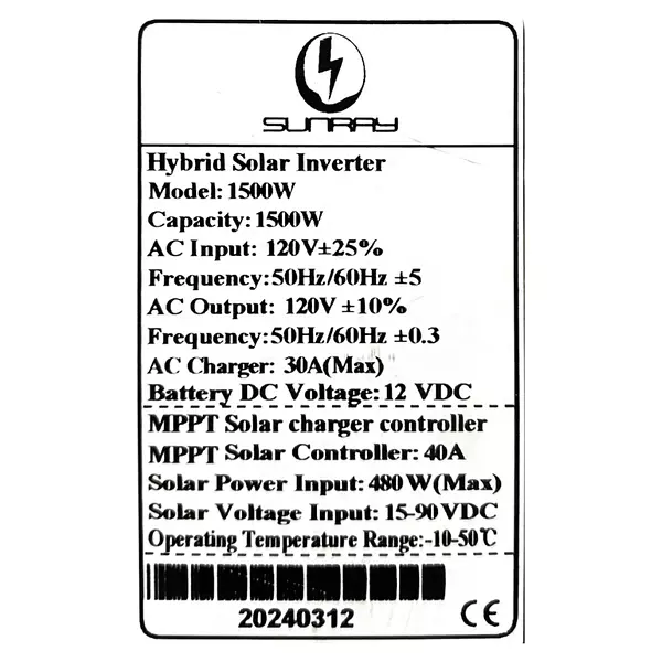 Inversor Cargador Sunray Con Controlador Mppt 40 A