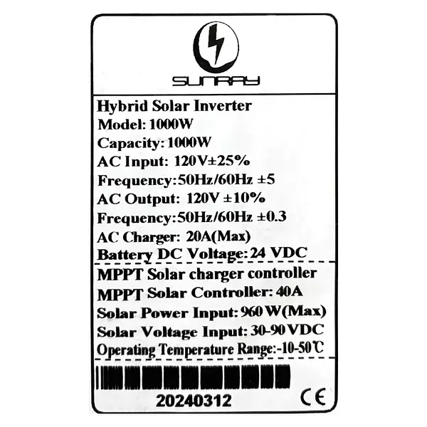 Inversor Cargador Sunray Con Controlador Mppt 40 A