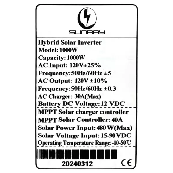 Inversor Cargador Sunray Con Controlador Mppt 40 A